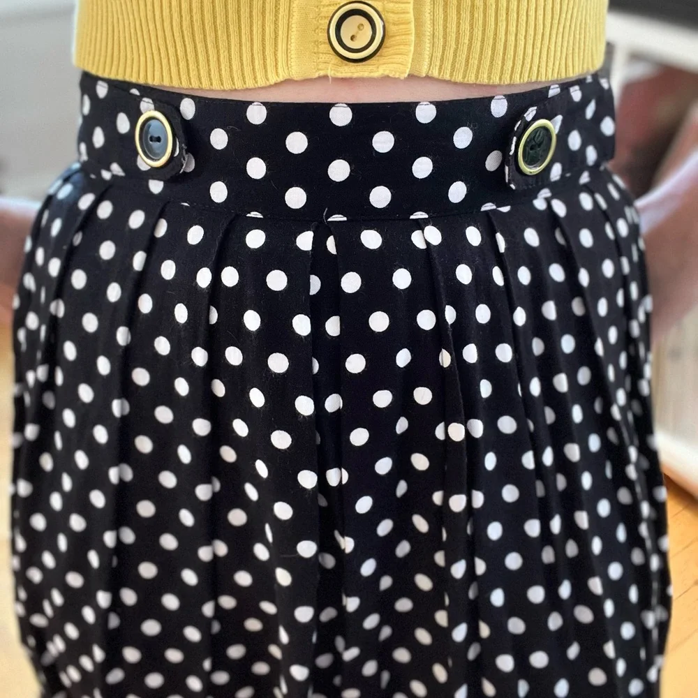 Vintage Black and white polka dot skirt by Norton McNaughton, petites sz 6 - Picture 2 of 6